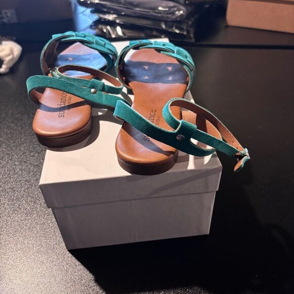 Sundance Cosmos Suede Sandals size 37/6 Turquoise NEW in box - Picture 9 of 14